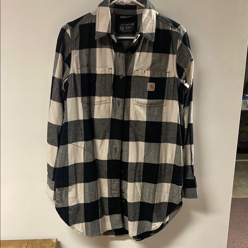 Carhartt Men's Black and White Plaid Shirt